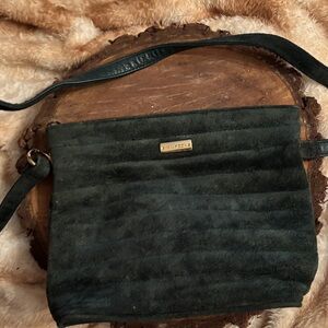 Vintage Evan Picone Suede quilted Dark Green Crossbody Bag